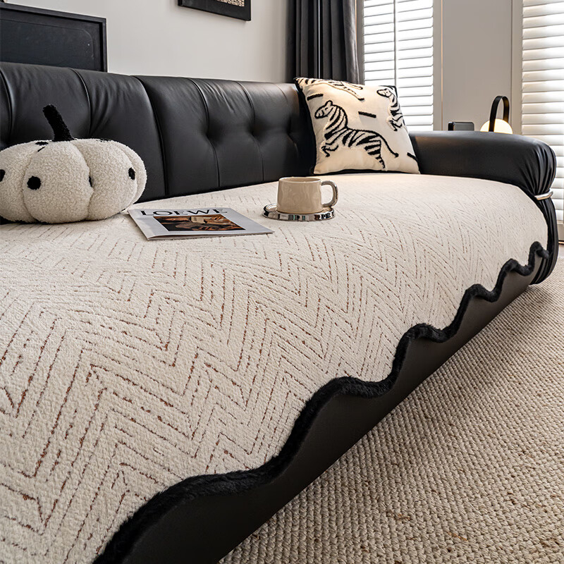 无印良品沙发垫冬季沙发坐垫异形不规则加厚沙发垫毛绒防滑沙发座垫盖布 异形几禾-橙色【亲肤水貂绒 | 一触即暖】 70*120cm 