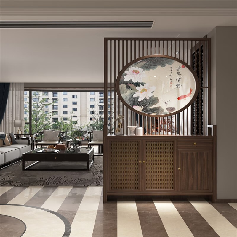 进门入户鞋柜玄关柜镂空格栅遮挡装饰现代 尺寸造型联系客服制作效果