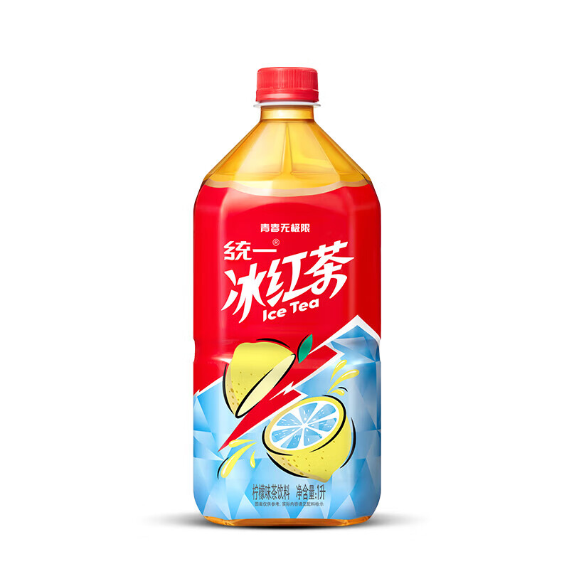 统一冰红茶(柠檬味红茶饮料) 1升*8瓶 整箱装 柠檬调味茶饮料 新旧 1l