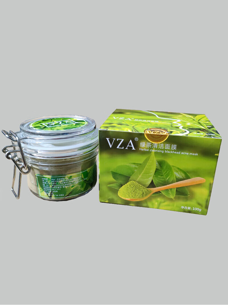 VZAVZA绿茶清洁面膜绿膜撕拉绿茶植物嫩肤细腻肌肤深层清洁100g 1瓶 送面膜1盒
