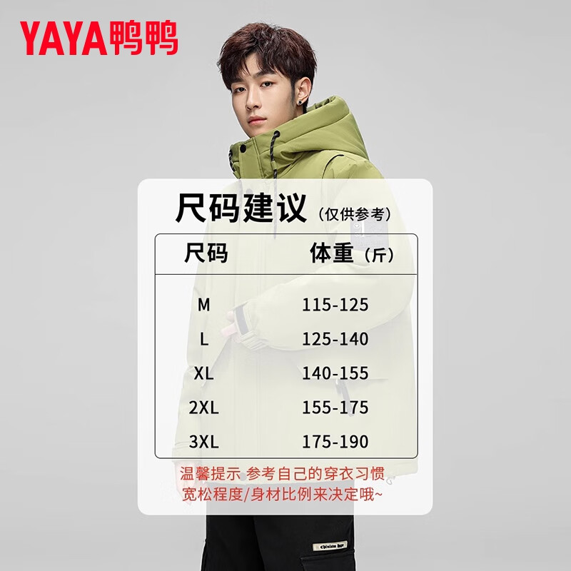 鸭鸭羽绒服男短款2024年冬季新款加厚户外冲锋连帽工装青年潮流外套 黑色 180/XL