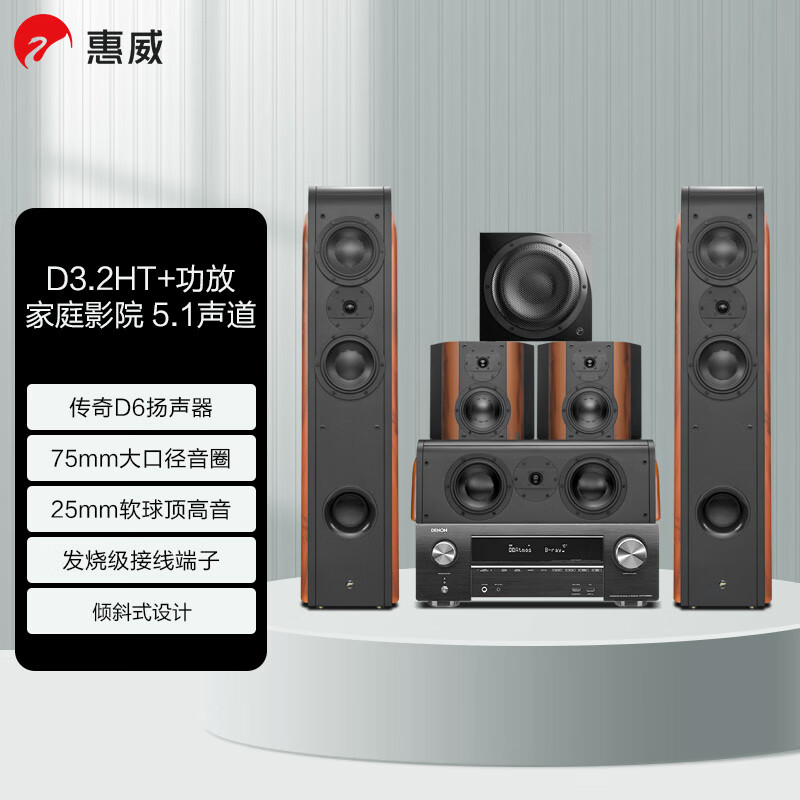 惠威（HiVi-Swans）D3.2HT系列声道家庭影院套装 客厅家用电视音响 落地影院 组合音箱 D3.2HT（5.1声道)+天龙X1600