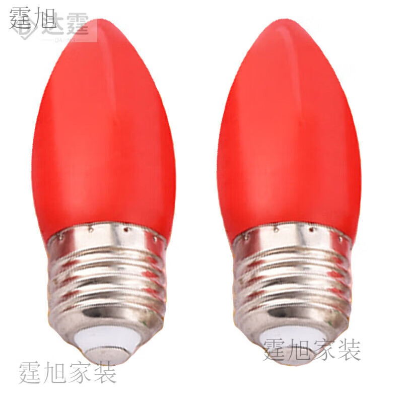 霆旭節(jié)能燈泡 喜慶LED紅色燈泡E27螺口節(jié)能燈燈籠燈彩色燈新年春節(jié)照 E27紅色尖泡款5瓦兩個(gè)