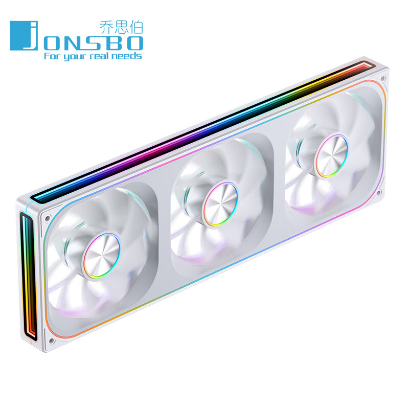 乔思伯（JONSBO）ZA120/240/360连体积木风扇ARGB神光同步台式机电脑散热冷排12CM四面千层镜联体一体式机箱风扇 ZA-360WR ARGB 白色 反叶
