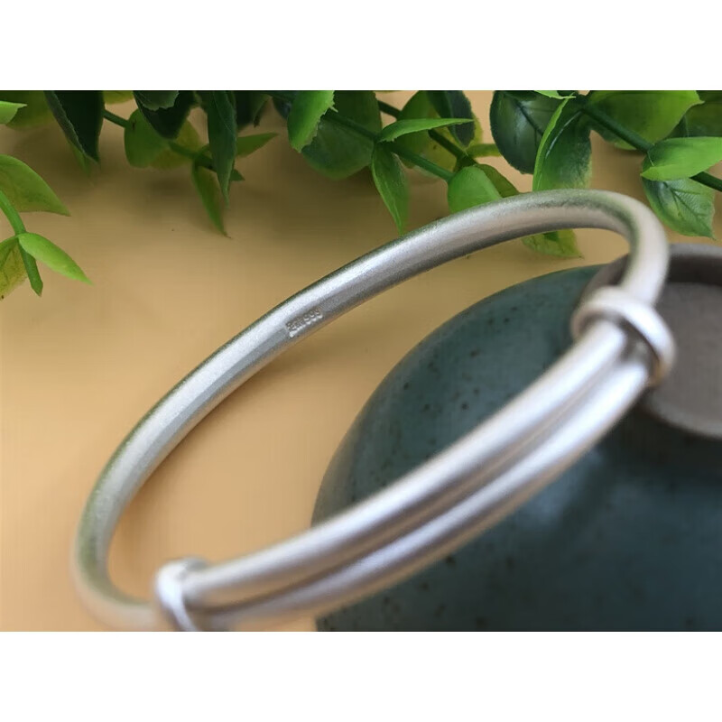 魅丽饰季999纯银古法银镯子女手镯传承简约推拉足银手环情侣小众设计网红 约20-21克古法手镯:保证纯银支持