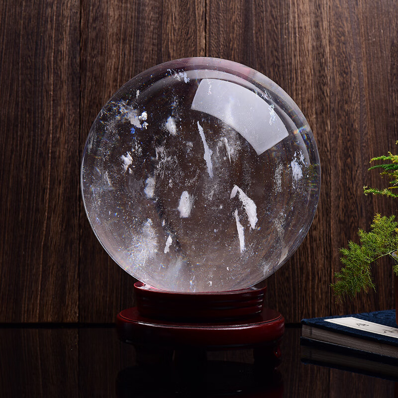 芯香天然白水晶球白色水晶球摆件天然原石熔融居家礼品 精选直径45