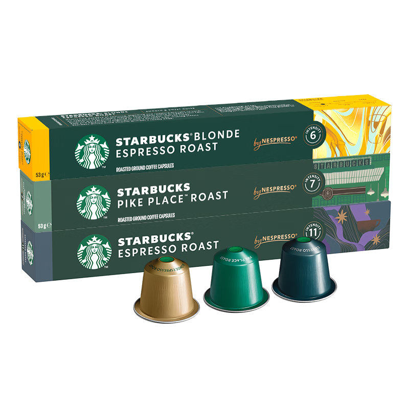 星巴克（Starbucks）【瑞士进口】胶囊咖啡粉浓缩美式咖啡多口味适配Nespresso胶囊机 【星粉优选】随机30颗