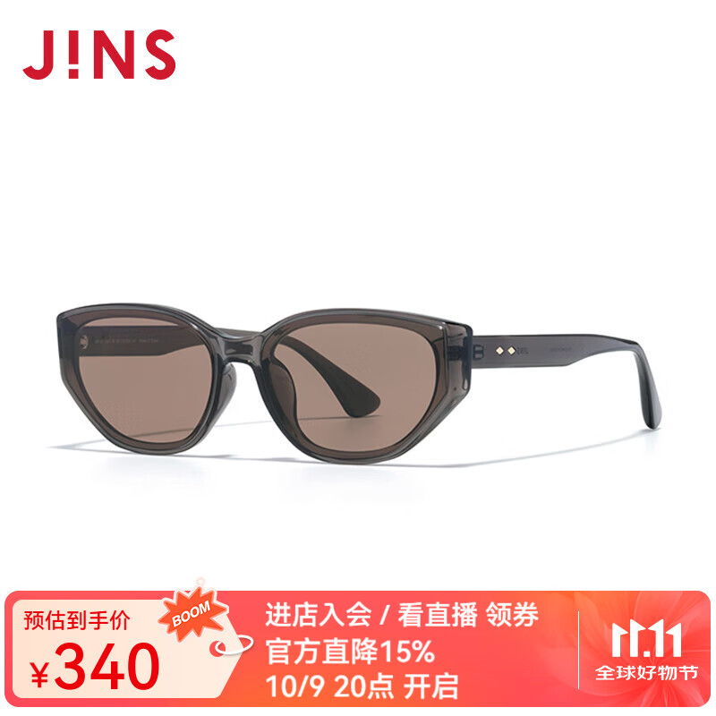睛姿（JINS）2025春窄框貓眼復古感男女太陽鏡墨鏡URF25S046 85棕色