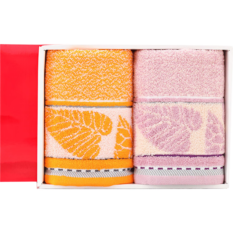 金号毛巾礼盒 A类纯棉毛巾强吸水2条装企业福利礼盒 颜色随机