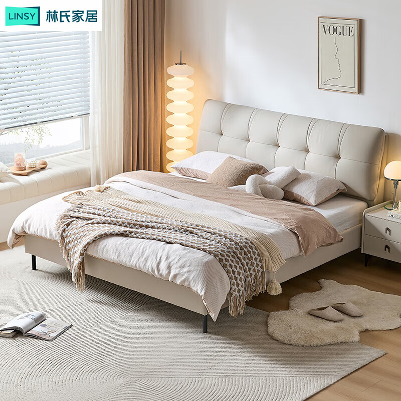 ���ϼҾӴ�˫�˴�1.8��2��ͷ��ţƤ�մ����Դ�2025�¿���Ƥ��TPC139 ���������ɳɫ��Ƥ�� 1.8X2.0��