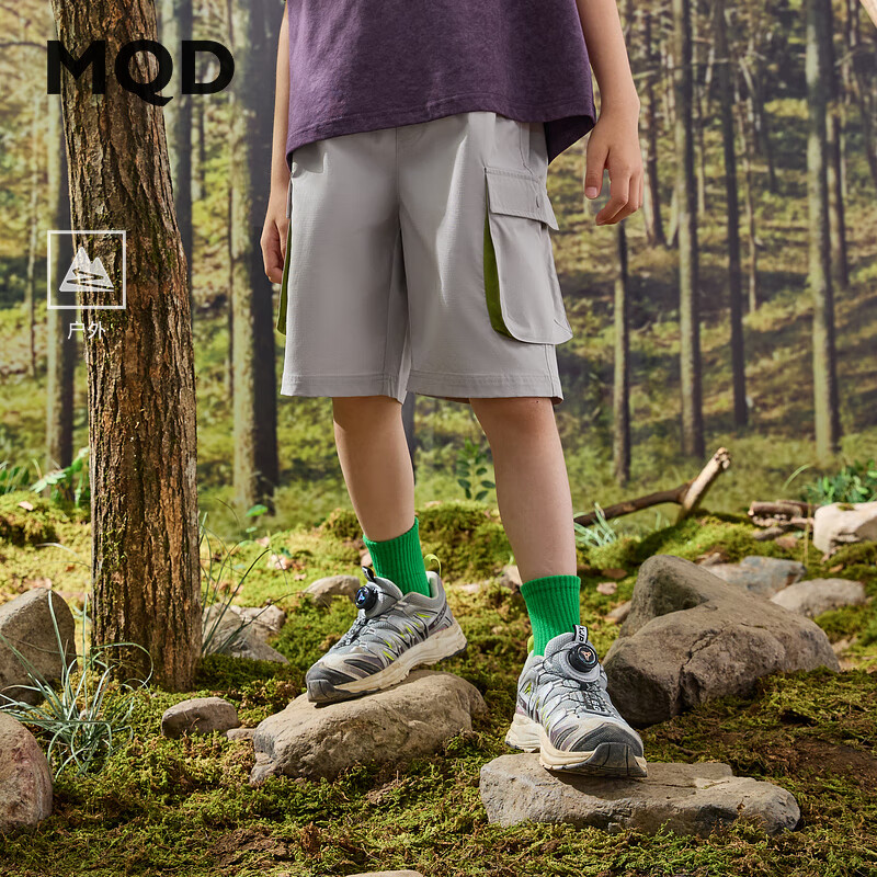 马骑顿（MQD）MQD童装男大童夏装工装户外封宽松五分休闲裤 浅灰 120 cm