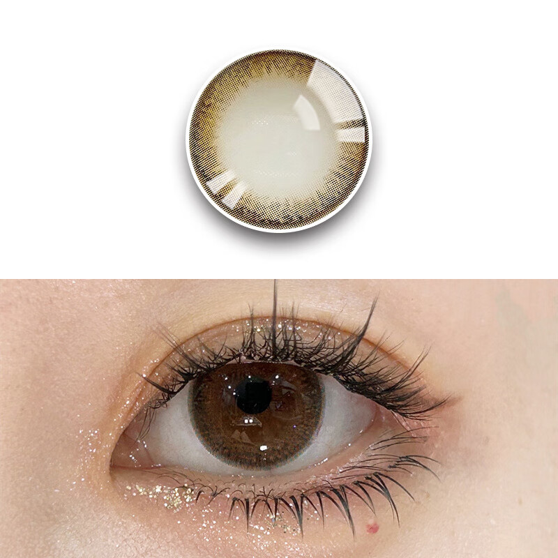 Winni【JD速发】温妮韩国进口新款半年抛美瞳2片装 大小直径隐形眼镜 Hebe 乌龙拿铁 棕（2片装）14.5mm 新款 300度