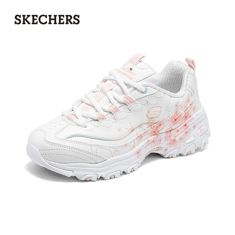 斯凯奇（Skechers）女子运动鞋时尚桃花鞋老爹鞋百搭休闲日常小白鞋休闲鞋 白色/粉色/WPK 37