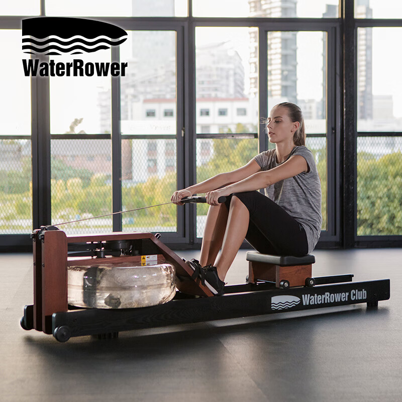 WaterRower【美国原装进口】家用智能水阻划船机实木健身器材梣木红黑Club 标准款