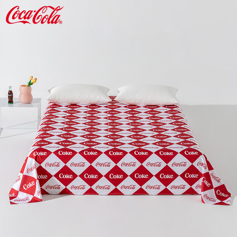 9.9包邮 可口可乐 亲肤磨毛涤纶 防脏床単罩 230*160cm - 线报酷