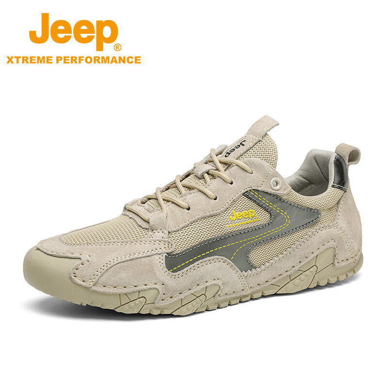 吉普(jeep)男鞋户外运动春季男士徒步鞋头层真猪皮防滑耐磨男式时尚
