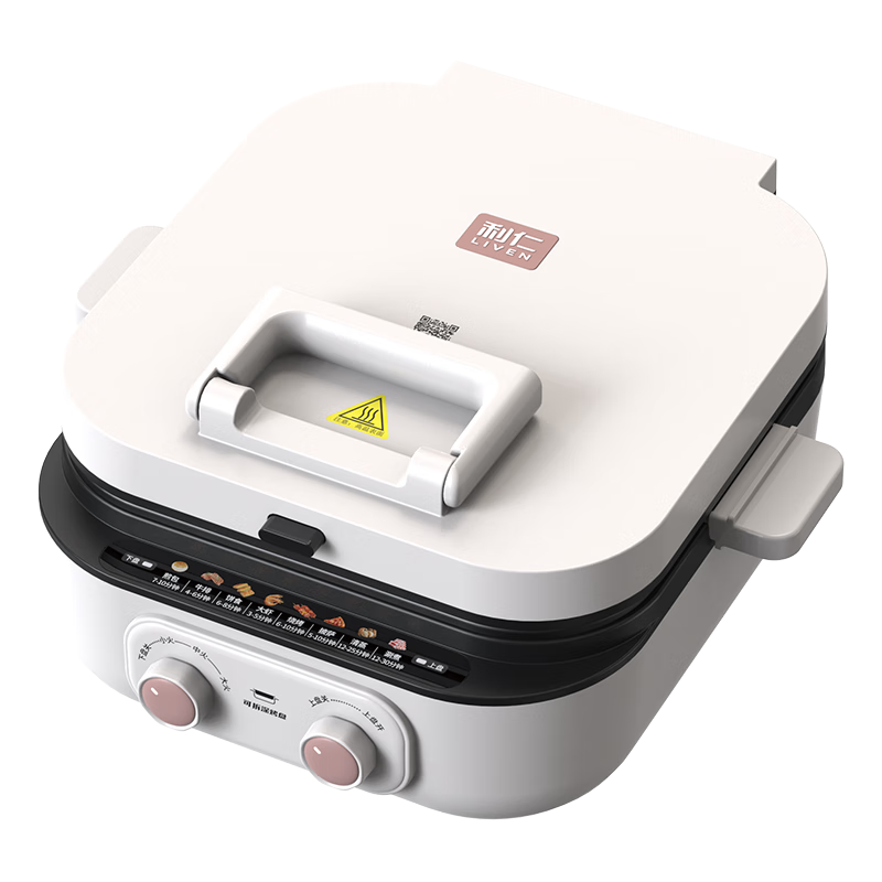 利仁(Liven)2025新款小墩墩電餅鐺0氟鈦瓷上下盤可拆家用涮烤一體鍋加大加深2200W多功能電火鍋早餐機(jī)ML-J2875