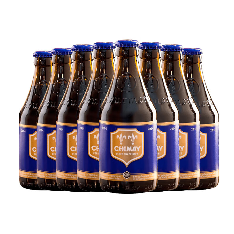 智美（Chimay）蓝帽啤酒 330ml*8瓶 修道院精酿 比利时进口 四料黑啤京东自营