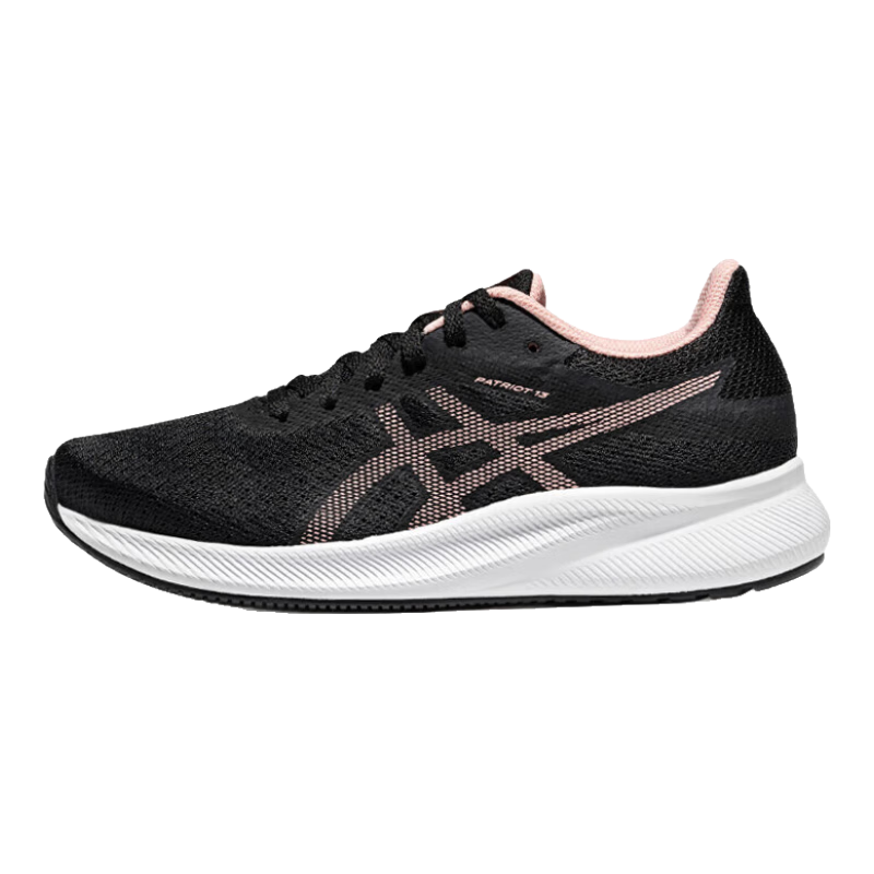 亚瑟士ASICS跑步鞋女鞋缓震耐磨运动鞋舒适透气回弹跑鞋 PATRIOT 13 黑色/粉色 35.5