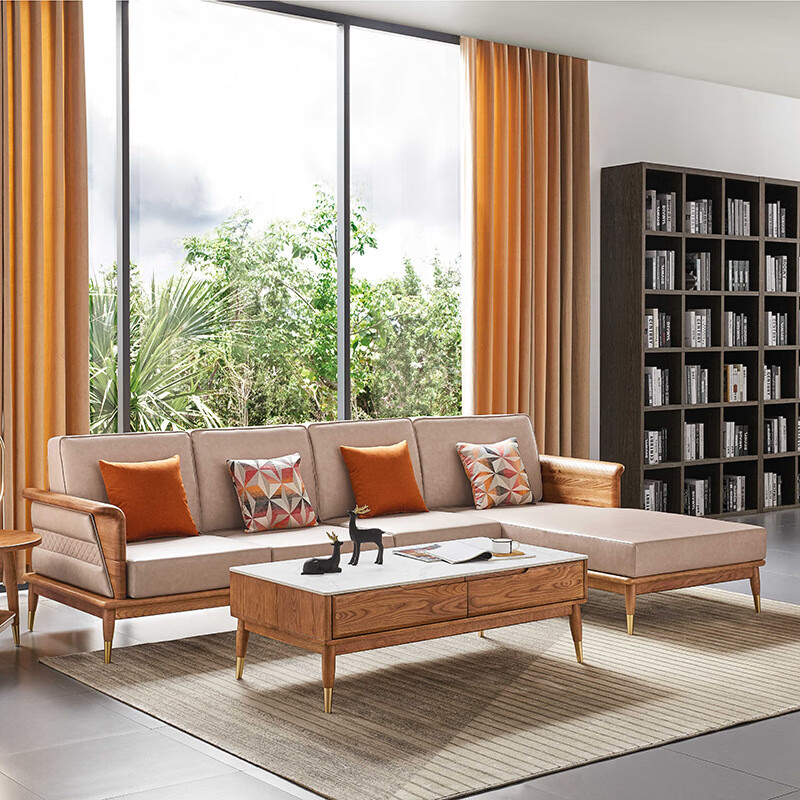 细细木语北欧全实木沙发组合客厅小户型冬夏两用白蜡木沙发转角大户型