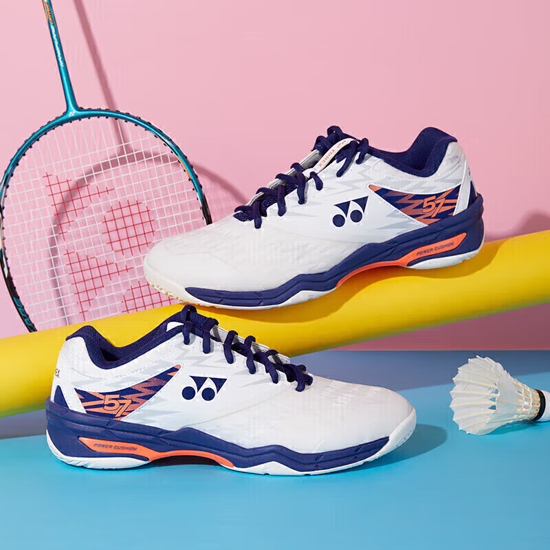 YONEX尤尼克斯羽毛球鞋包裹舒适透气比赛训练男女SHB57EX白/霓虹43码