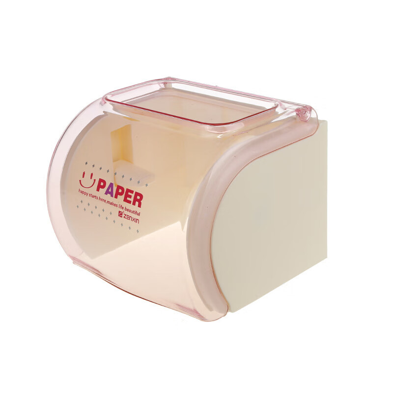 振兴厕所卷筒纸巾盒 浴室防水纸巾架 卫生间多功能壁挂墙免打孔纸巾筒 魅力粉 无痕贴片安装/螺丝固定安装/两用