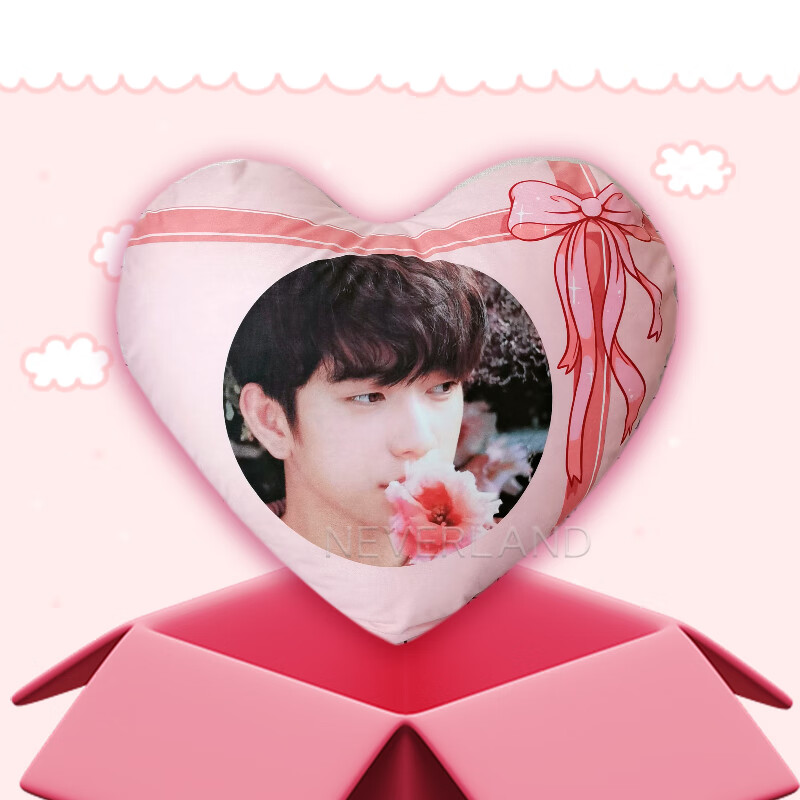 吉吉熊(jijixiong)心形抱枕定制diy情侣头像照片靠枕情人节送男友礼物