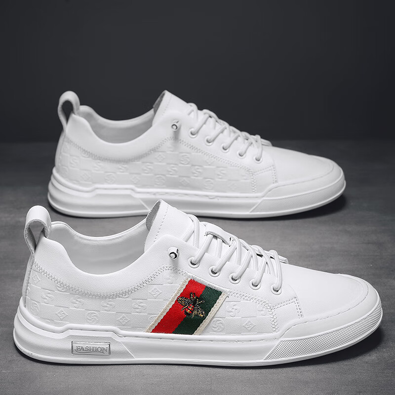 酷奇欧洲站时尚休闲男鞋百搭软皮潮流板鞋个性潮款 白色 39