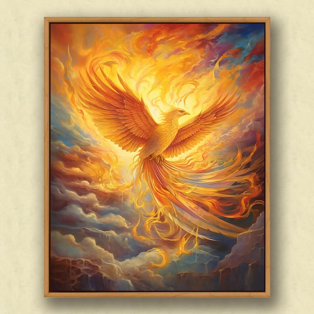琉滋龙凤呈祥油画龙凤呈祥 浴火凤凰图diy数字油画填色涂鸦手工客厅大