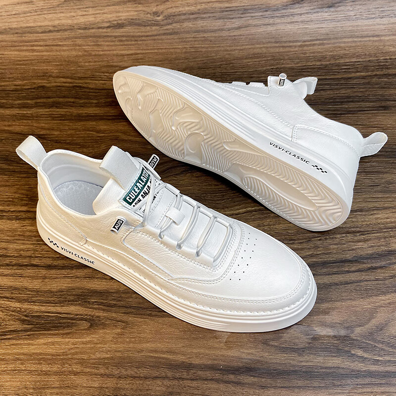 geeck高端轻奢白鞋男2024年新款男士板鞋百搭潮流休闲鞋子男款夏季款