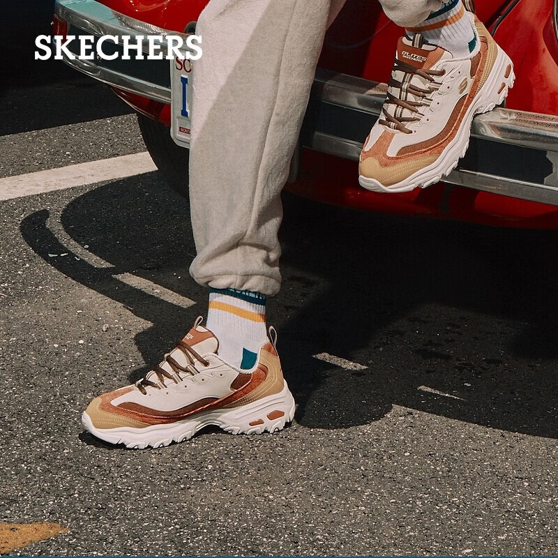 斯凯奇（Skechers）奶茶熊猫鞋老爹鞋子男士厚底增高休闲经典复古 男款-枫糖拿铁/TPNT 42