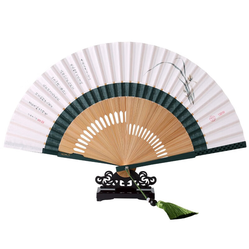 杭州扇子中國(guó)風(fēng)古典水墨漆邊二節(jié)棉布扇女式扇工藝禮品扇 仙鶴 0寸