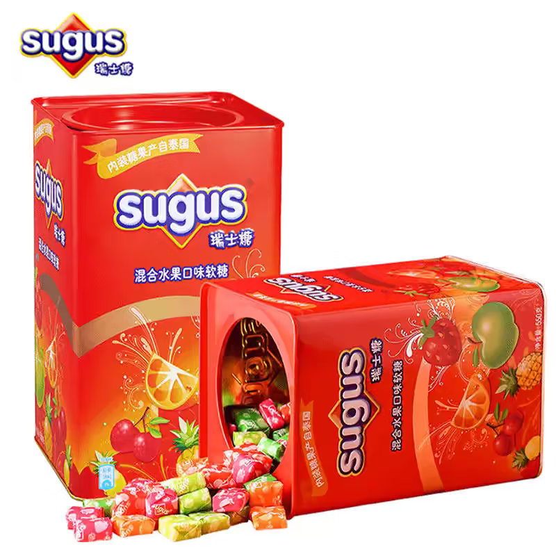 瑞士糖混合水果味软糖罐装新年糖喜糖果儿童零食年货送礼 瑞士糖（Sugus）550克X1罐