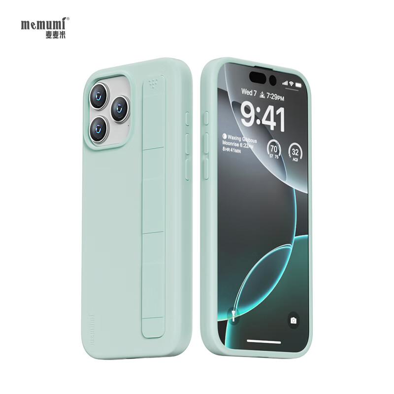 麦麦米立式腕带支架保护壳 适用iphone16promax手机壳 苹果16promax手机真液态硅胶软壳 多功能防摔新款 苹果16promax丨薄荷绿丨立式腕带液态硅胶