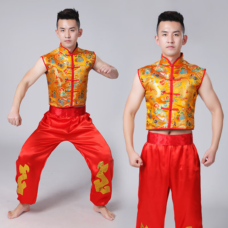 爵思朗元旦成人男士舞蹈服秧歌打鼓服锣鼓服民族风唢呐中国风长袖腰鼓