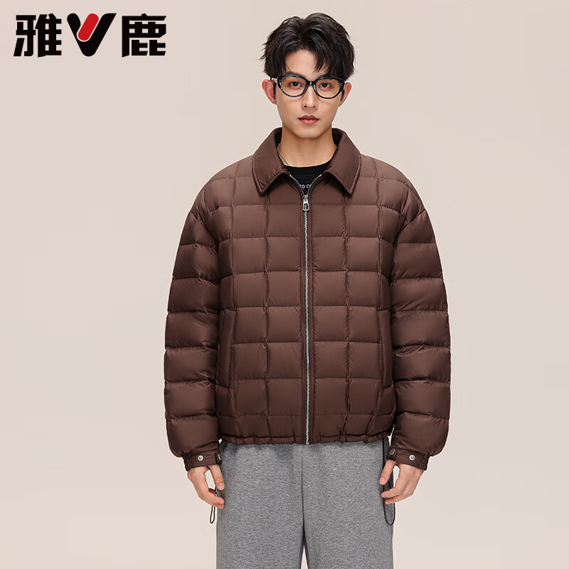雅鹿衬衫领轻薄羽绒服男2025新款情侣翻领轻暖时尚百搭90鸭绒保暖外套 黑色 2XL /185【推荐160-180斤】