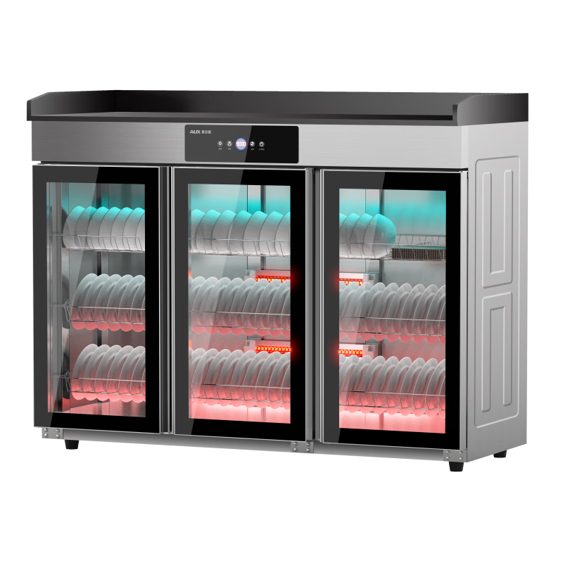 奥克斯商用茶水消毒柜立式双门大容量餐厅餐饮酒店饭店包厢餐边柜多功能配餐碗柜 1200A无抽触控+紫外线+无磁层架