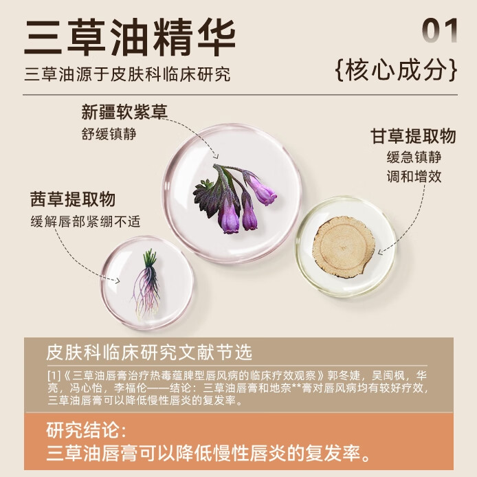 净舟三草油唇膏唇炎医去用去死皮保湿非药专用慢性唇炎嘴唇干裂 【护唇创新配方】 8g 常规装