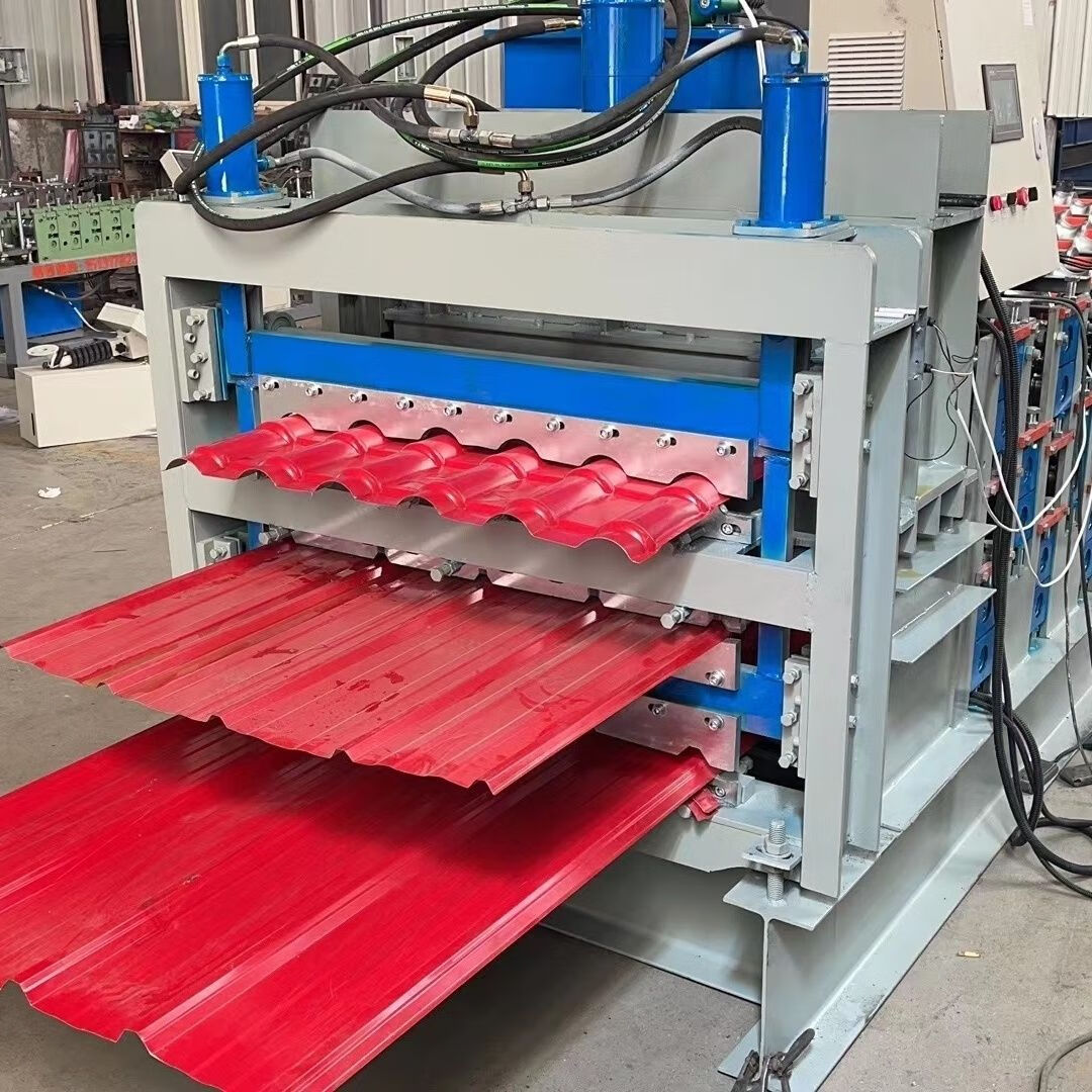 鹿色彩钢瓦设备彩钢压瓦机火仿古树脂瓦压瓦机设备840单层900压瓦机