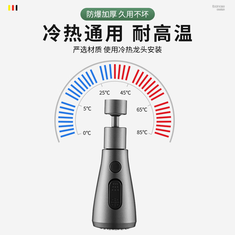 HEWE 德国厨房水龙头延伸器防溅水神器家用洗菜盆万向旋转万能转接头 银色（精铜接口-三档调节）