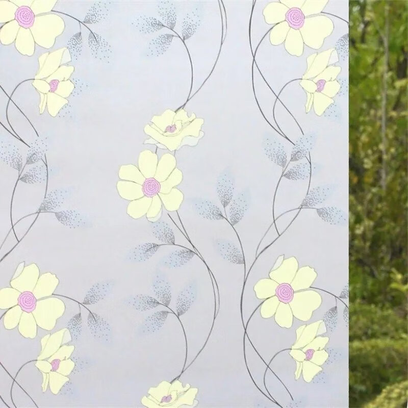 玻璃贴纸透光不透明防隐私窗户贴膜窗花纸浴室客厅玻璃门 两朵金花