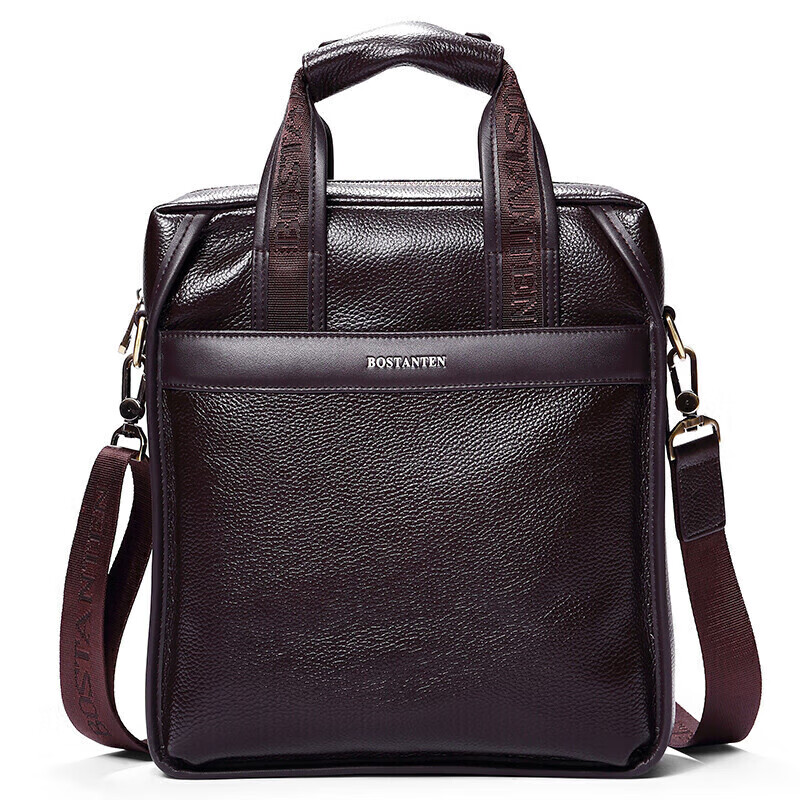 波斯丹顿男士单肩斜挎包学生潮流背包大容量多功能手提包头层牛皮公文