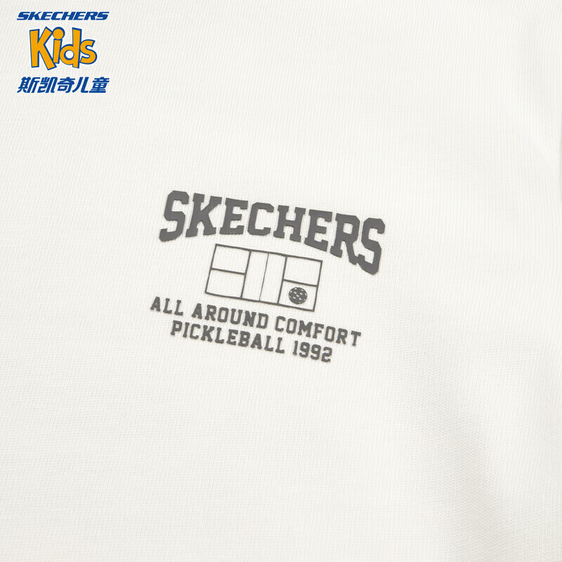 Skechers斯凯奇男女童针织圆领上衣春秋季儿童假两件长袖T恤P124K023