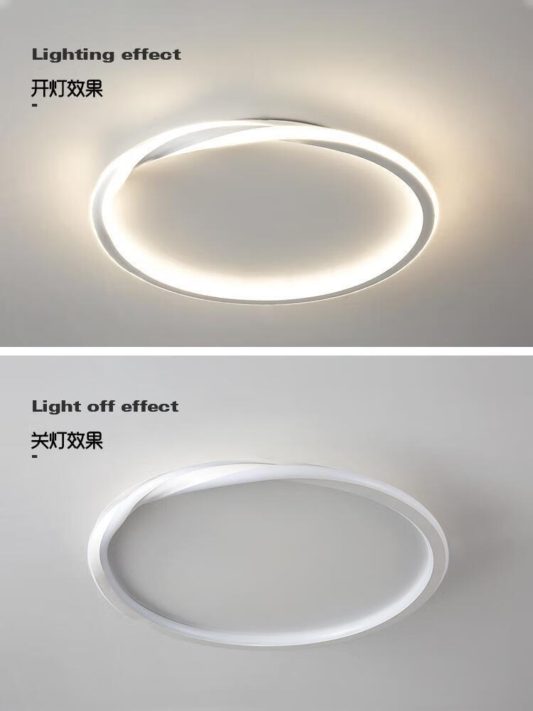 简约妮卡（jianyuenika）现代简约房间灯家用室内北欧圆形吸顶灯 圆形白色-40CM暖光