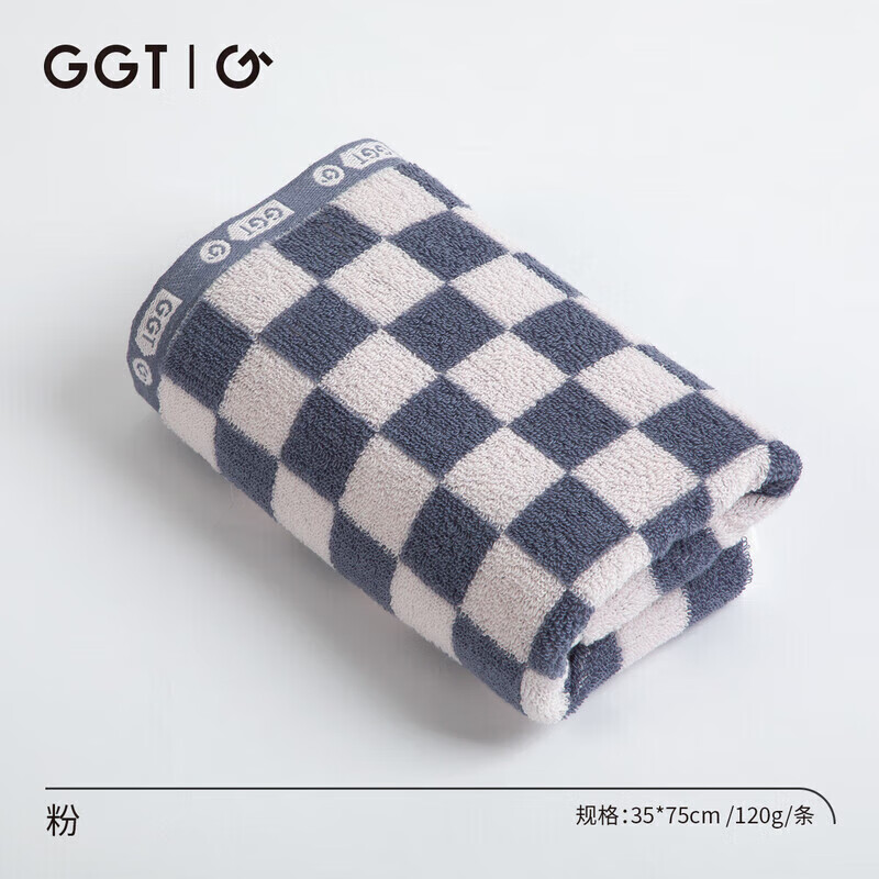 GGT日本純棉男女士柔軟吸水毛巾家用全棉洗澡不掉毛面巾潔面加厚 粉 1條