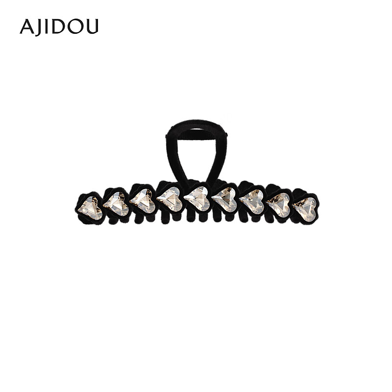 ajidou阿吉豆时尚璀璨水钻抓夹 黑色 高4.5cm长12cm