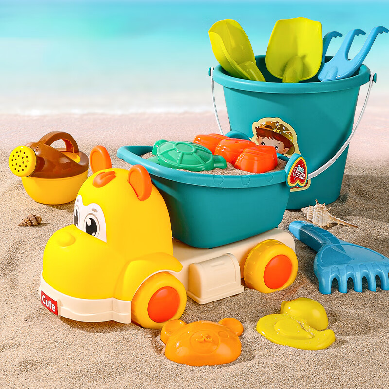 奥智嘉 儿童沙滩戏水玩具套装户外玩沙宝宝洗澡早教工具铲子挖沙玩沙土玩雪小熊工程车六一儿童节生日礼物 11件套