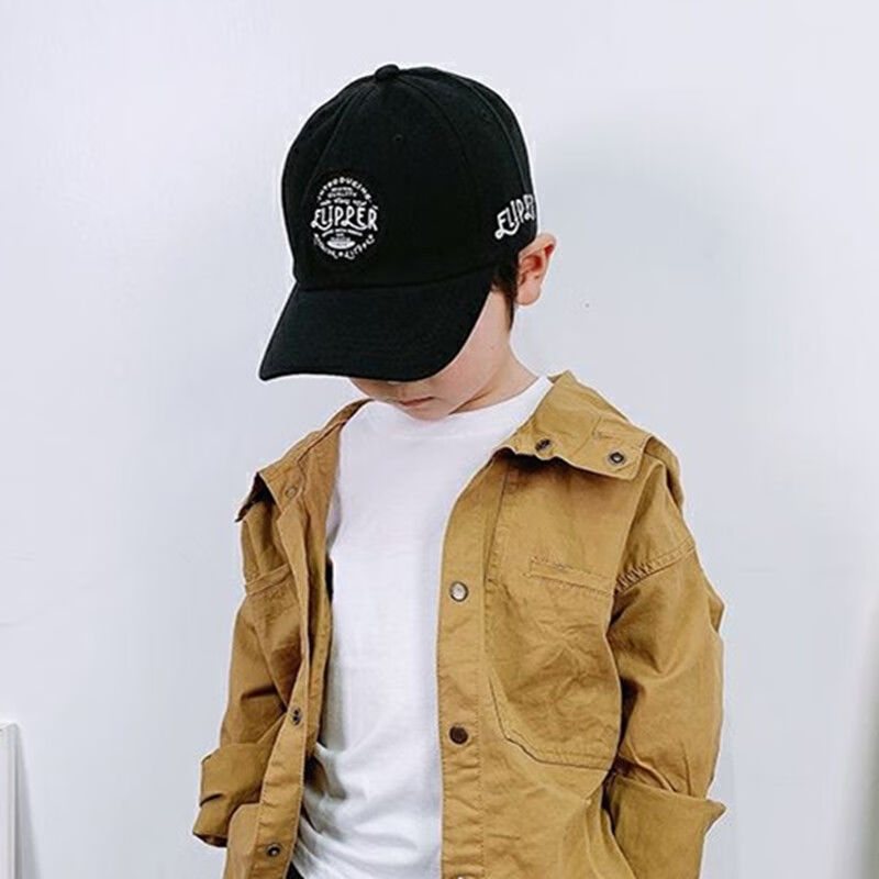 o)儿童帽子黑色棒球帽中大女童春秋遮阳鸭舌帽男宝街舞潮酷小孩洋气