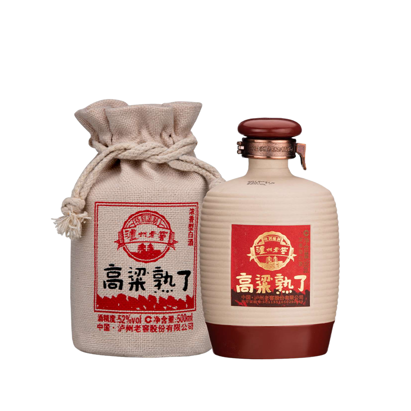 泸州老窖高粱熟了 高度白酒 浓香型 年货送礼酒 52度 500ml 1瓶 单