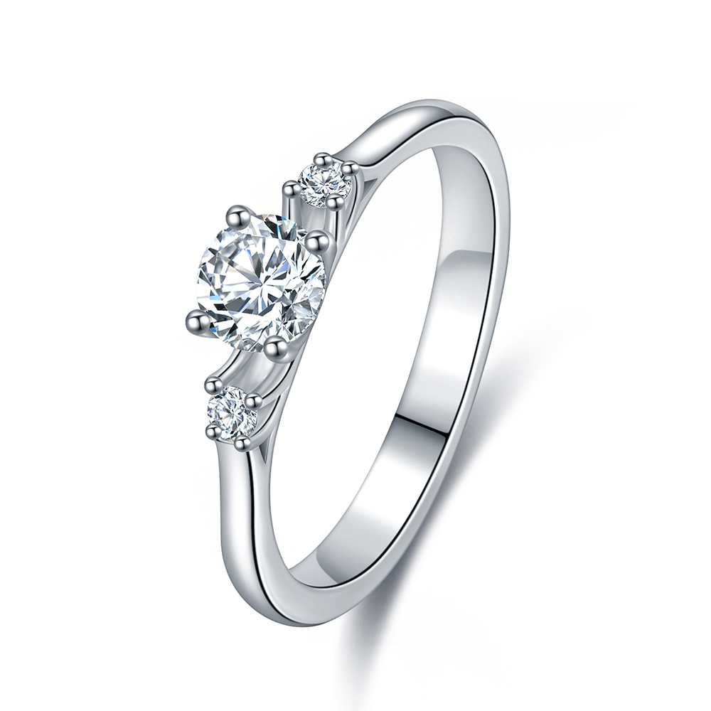 queensun简约个性18k金三生三世50分一克拉合成钻石私人订制结婚求婚